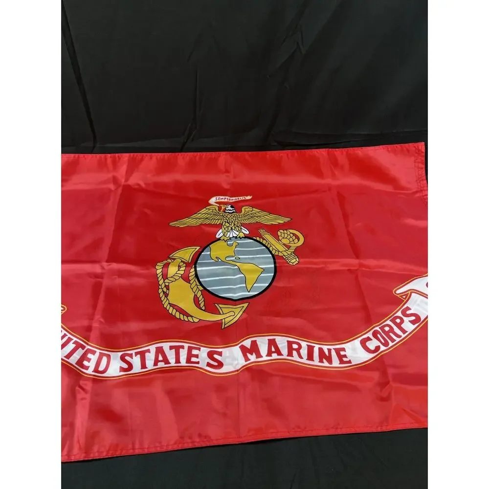 USMC Marines Red Flag 37in/23in Military Veteran Man Cave Semper Vintage